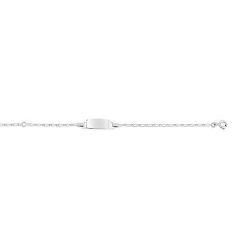 Bracelet identité or 375 blanc maille alternée personnalisable 14 cm