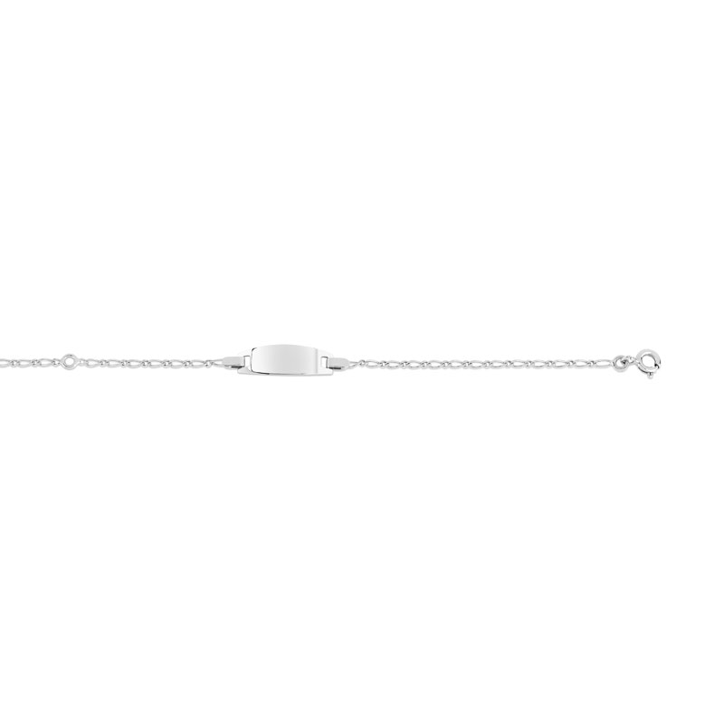 Bracelet identité or 375 blanc maille alternée personnalisable 14 cm