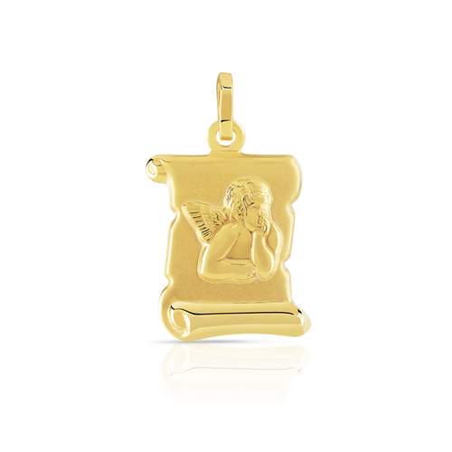 Médaille or 375 jaune ange sur parchemin personnalisable