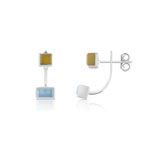 Boucles d'oreilles or 375 blanc calcédoine - vue 1
