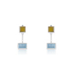 Boucles d'oreilles or 375 blanc calcédoine - vue D1