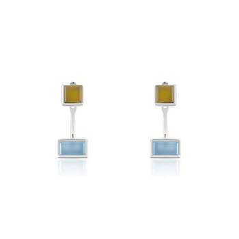 Boucles d'oreilles or 375 blanc calcédoine