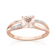 Bague or 375 rose morganite et diamant