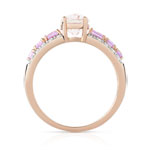 Bague or 375 rose pierres fines et diamants - vue 2