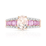 Bague or 375 rose pierres fines et diamants - vue 3
