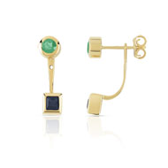 Boucles d'oreilles or 375 jaune saphir et émeraude