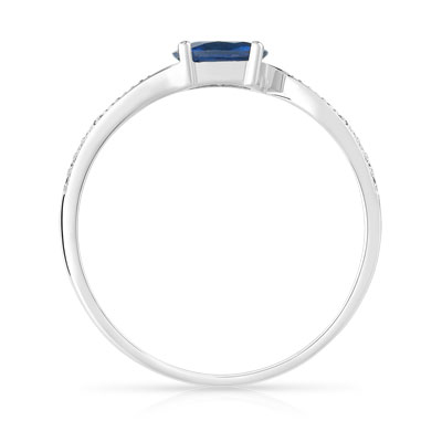 Bague or 375 blanc saphir et diamant - vue V2