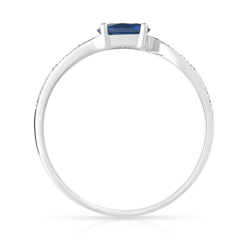 Bague or 375 blanc saphir et diamant - vue V2