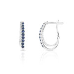 Boucles d'oreilles or 375 blanc dormeuses saphirs et diamants - vue 1