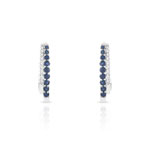 Boucles d'oreilles or 375 blanc dormeuses saphirs et diamants - vue D1