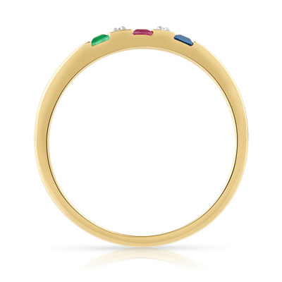 Bague or 375 2 tons pierre précieuse et diamant - vue V2