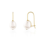 Boucles d'oreilles or 375 jaune pendants perles de culture de Chine - vue 1