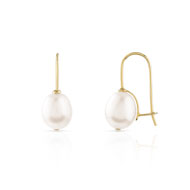 Boucles d'oreilles or 375 jaune perle de culture de chine