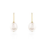 Boucles d'oreilles or 375 jaune pendants perles de culture de Chine - vue D1