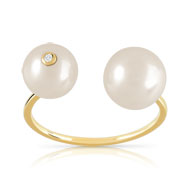 Bague or 375 jaune perle de culture de chine