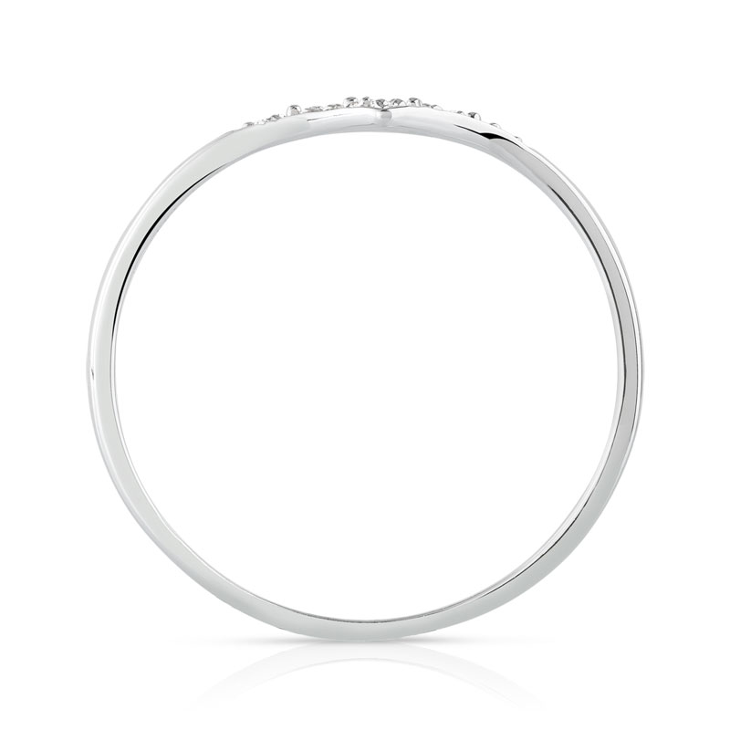 Bague or 375 blanc 'V' diamants - vue 2