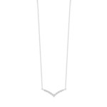 Collier or 375 blanc 'V' diamants 43 cm - vue 1