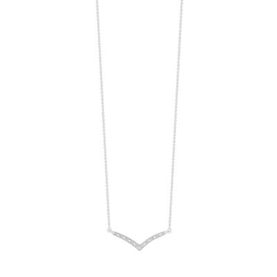 Collier or 375 blanc 'V' diamants 43 cm - vue 1