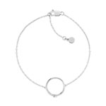 Bracelet or 375 blanc cercle diamants 18 cm - vue 1