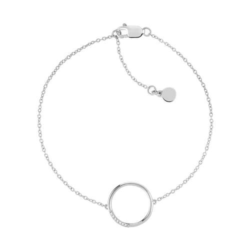 Bracelet or 375 blanc cercle diamants 18 cm