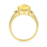 Bague or 375 jaune citrine rectangulaire et grenats - vue 2