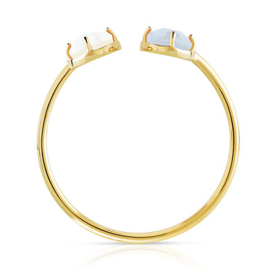 Bague or 375 jaune jade et nacre - vue V2