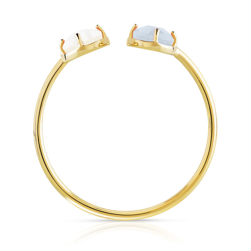 Bague or 375 jaune jade et nacre - vue V2