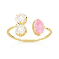 Bague or 375 jaune jade et nacre