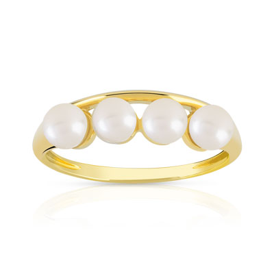 Bague or 375 jaune perle de culture de chine - vue V1