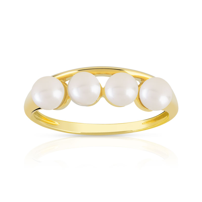 Bague or 375 jaune perle de culture de chine - vue V1