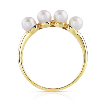 Bague or 375 jaune perle de culture de chine - vue V2