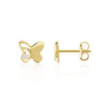 Boucles d'oreilles or 375 jaune papillons zirconias - vue 1