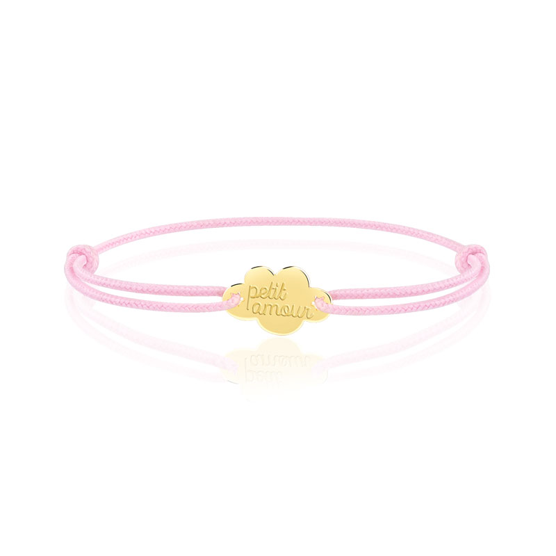 Bracelet Or 375 Jaune Sur Cordon Nuage Enfant Bracelet Souple Maty