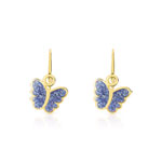 Boucles d'oreilles or 375 jaune et laque brisures papillons - vue D1