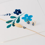 Boucles d'oreilles or 375 jaune et laque brisures papillons - vue D3