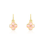 Boucles d'oreilles or 375 et laque brisures fleurs - vue D1