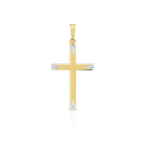 Pendentif croix or 375 2 tons