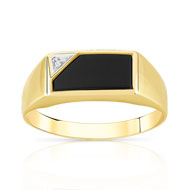 Chevaliere or 375 2 tons onyx et diamant