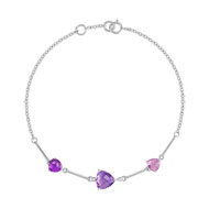 Bracelet or 375 blanc pierre fine et diamant