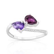 Bague or 375 blanc pierre fine et diamant