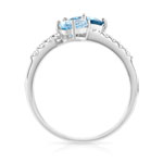 Bague or 375 blanc topazes bleues traitées - vue 2