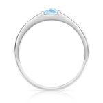 Bague or 375 blanc topaze bleue traitée et diamants - vue 2