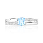 Bague or 375 blanc topaze bleue traitée et diamants - vue 3