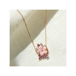 Collier or 375 rose fleur pierres précieuses et fines perle de culture de Chine et nacre 45 cm - vue D2