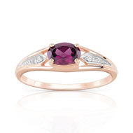 Bague or 375 rose grenat rhodolite et diamant