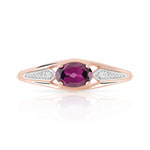 Bague or 375 rose grenat rhodolite et diamants - vue 3