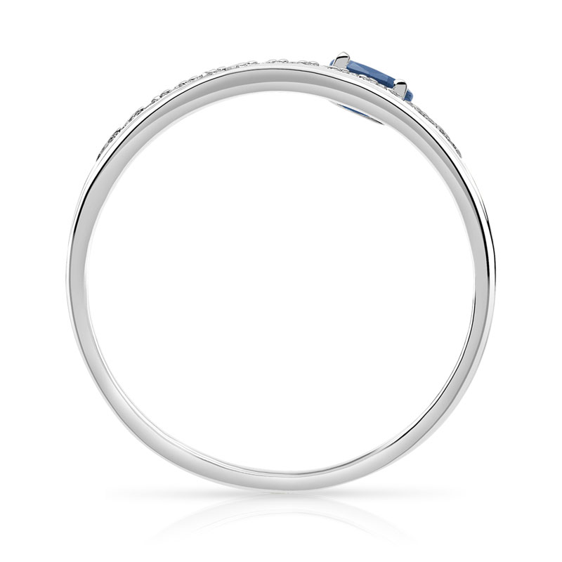 Bague or 375 blanc saphir et diamant - vue V2