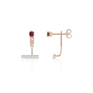 Boucles d'oreille or 375 rose rubis et diamant