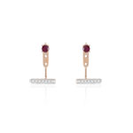 Boucles d'oreille or 375 rose rubis et diamant - vue D1