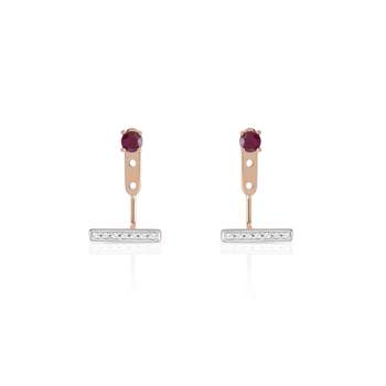 Gold earrings 375 rose ruby and diamond